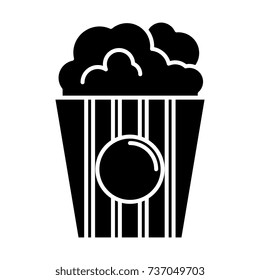 popcorn icon, vector illustration, black sign on isolated background