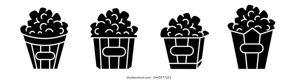 Popcorn icon vector illustration collection. Popcorn design. Stock vector.