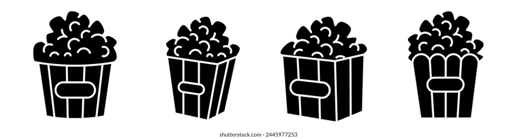 Popcorn icon vector illustration collection. Popcorn design. Stock vector.