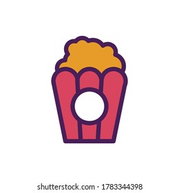 popcorn icon vector illustration filled outline style. food icon set.