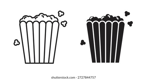 Icono de palomitas de maíz. Ilustración vectorial, plano y carrera