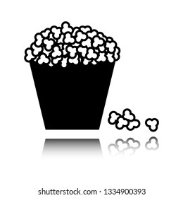popcorn icon vector  illustration isolated on white background. icon with mirror shadow 