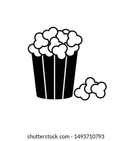 popcorn icon vector  illustration isolated on white background. icon with mirror shadow 