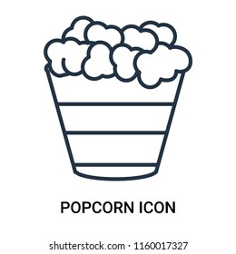 Popcorn Icon Vector Isolated On White Background, Popcorn Transparent Sign , Outline Linear Symbol Or Thin Lined Pictogram