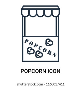 Popcorn icon vector isolated on white background, Popcorn transparent sign , outline linear symbol or thin lined pictogram