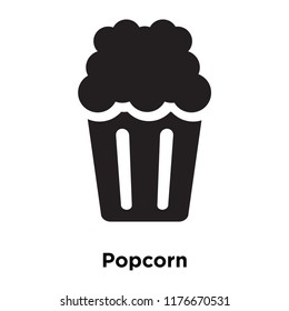 Popcorn icon vector isolated on white background, logo concept of Popcorn sign on transparent background, filled black symbol