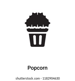 Popcorn icon vector isolated on white background, logo concept of Popcorn sign on transparent background, filled black symbol