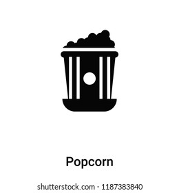 Popcorn icon vector isolated on white background, logo concept of Popcorn sign on transparent background, filled black symbol