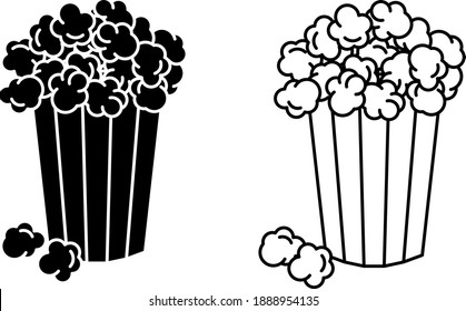 Popcorn icon, vector line illustration	