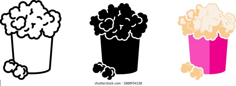 Popcorn icon, vector line illustration	