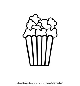 Popcorn icon vector in outline style isolated