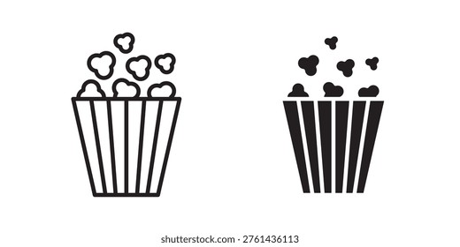 Popcorn icon for web, design. Linear illustrations, editable strokes