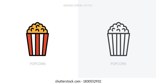 popcorn Symbol für Ihre Website, Logo, App, Benutzeroberfläche, Produktdruck. popcorn Konzept flach Silhouette Vektorgrafik Symbol. Set für Bearbeitbare Strichsymbole