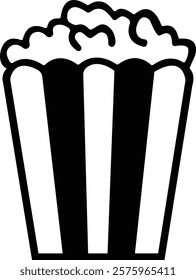 Popcorn icon.bucket box cinema concept. vector icon can be used for watching movie take away food snack. popcorn symbol template for graphic and web design collection logo vector illustration.