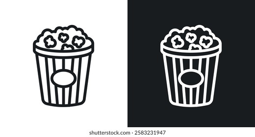 Popcorn icons in black and white liner strokes for web design.