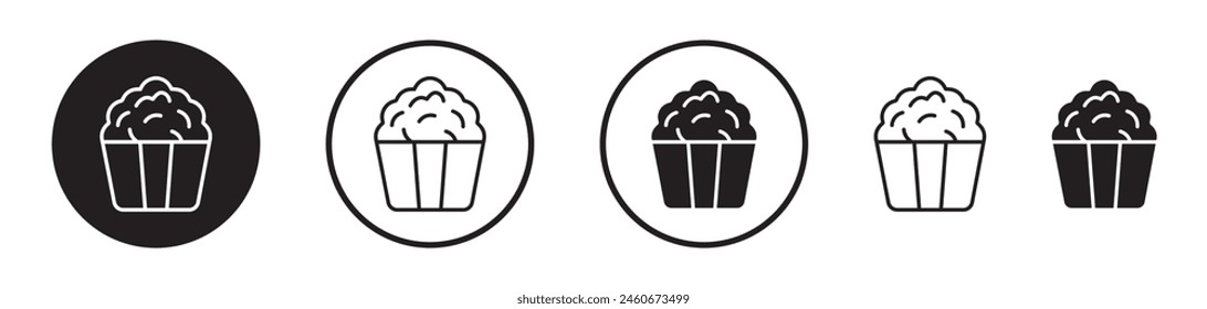 Popcorn Icons Collection. Cinema Snack Symbols. Sweet and Salty Popcorn Icons in Dual Style.