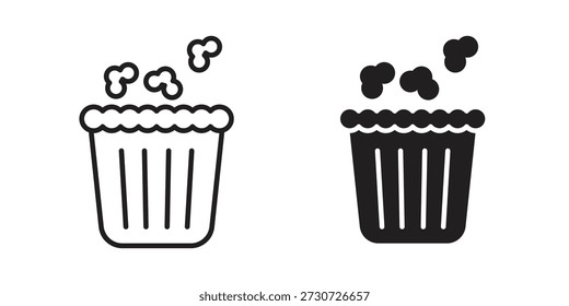 Popcorn icons for design. Easily editable stroke. Modern flat design.
