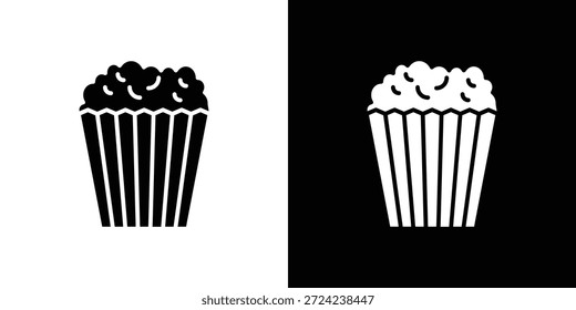 Icons de pipoca conceito de vetor plano. Ilustrações em preto e branco