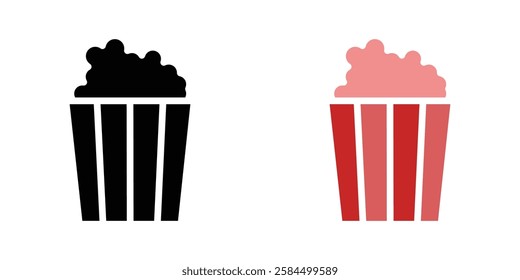 Popcorn icons pack in black and colored version