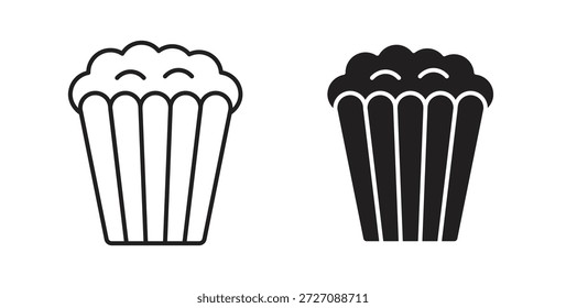Ícones de pipoca definidos. Ilustração de vetor de linha simples