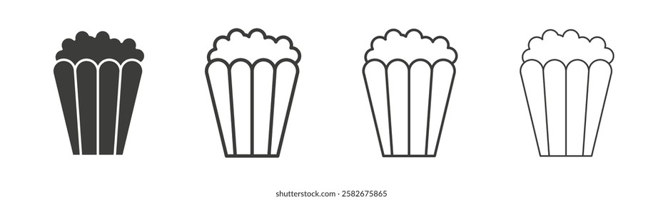 Popcorn icons set vectors graphic designs