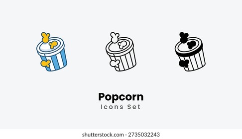 Ícones de pipoca vetor set ilustração de stock.