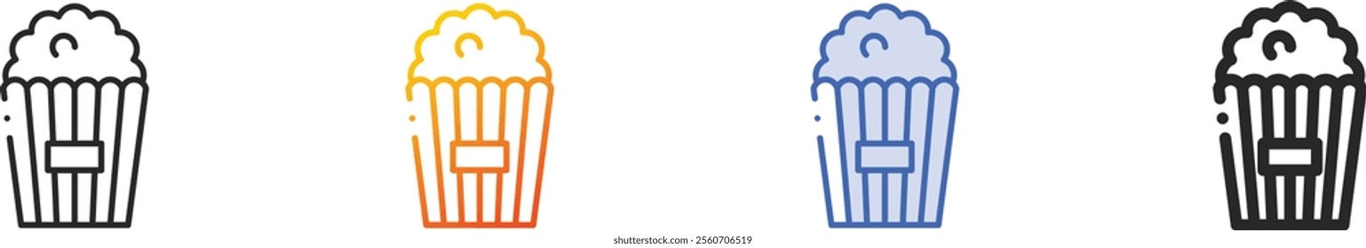popcorn icon.Thin Linear, Gradient, Blue Stroke and bold Style Design Isolated On White Background