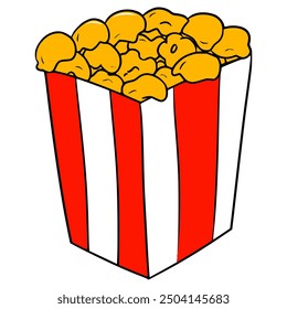 Popcorn-Illustration, handgezeichnet, isolierter Vektor