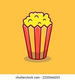 popcorn illustration in cartoon style on isolated background. movie concept icon