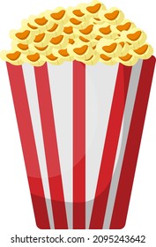 Popcorn, Illustration, Vektorgrafik auf weißem Hintergrund.