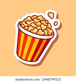 Popcorn illustration vector. Popcorn sticker