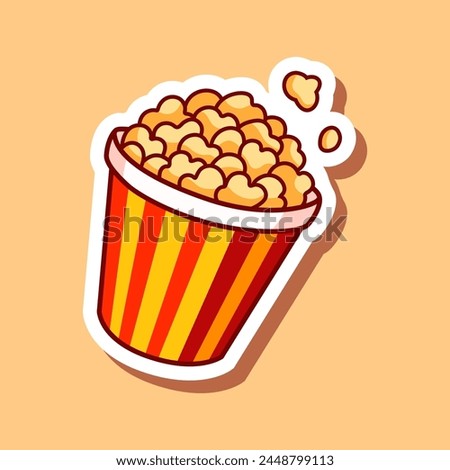 Popcorn illustration vector. Popcorn sticker