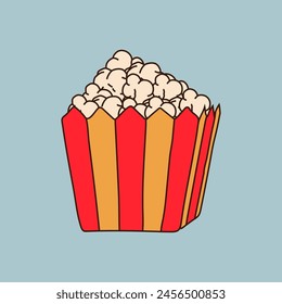 Popcorn. Isolated on background.  Cinema icon in flat style