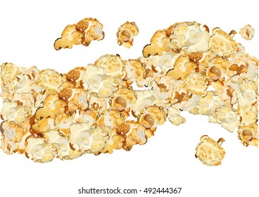 Popcorn isolated on white background. Seamless texture. Vector illustration