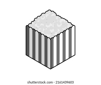 Popcorn isometric design icon. Vector web illustration. 3d colorful concept