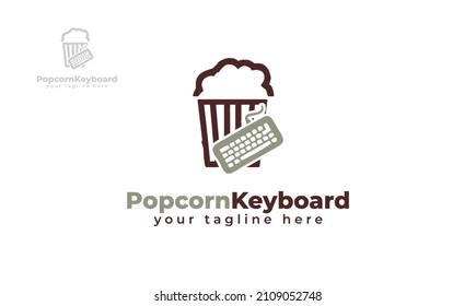 Popcorn keyboard logo design. vector