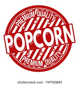 Popcorn label or stamp on white background, vector illustration