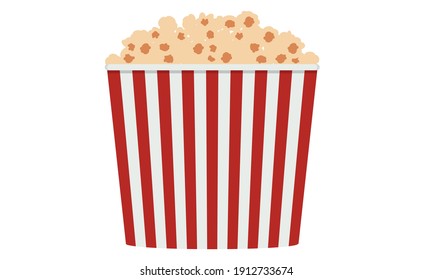 Popcorn in a large striped glass.