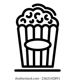 Popcorn line icon, Cinema concept, Cinema food sign on white background, popcorn in a striped box icon in outline style for mobile concept and web design. Vector graphics