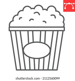 Popcorn line icon, cinema and movie, pop corn vector icon, vector graphics, editable stroke outline sign, eps 10.