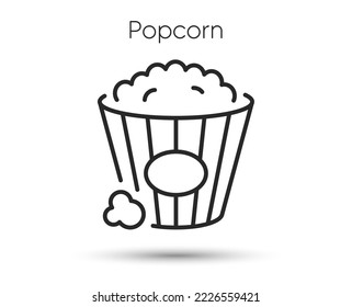 Popcorn line icon. Cinema snack food sign. Pop corn symbol. Illustration for web and mobile app. Line style sweet butter snack icon. Editable stroke popcorn food. Vector