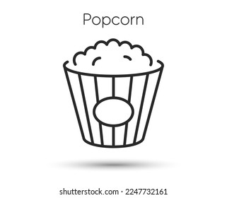 Popcorn line icon. Cinema snack food sign. Pop corn symbol. Illustration for web and mobile app. Line style sweet butter snack icon. Editable stroke popcorn food. Vector