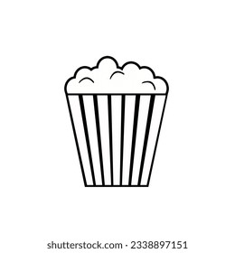 Icono de línea de palomitas de diseño plano. Concepto de símbolo de bocadillos de cine.