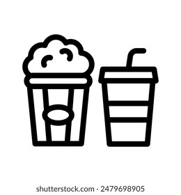 popcorn line icon illustration vector graphic. Simple element illustration vector graphic, suitable for app, websites, and presentations isolated on white background