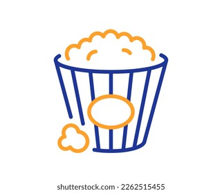 Popcorn line icon. Pop corn sign. Cinema snack food symbol. Colorful thin line outline concept. Linear style popcorn icon. Editable stroke. Vector