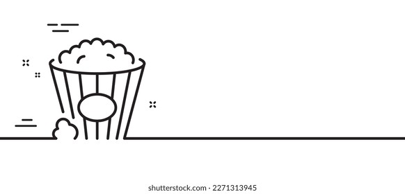 Popcorn line icon. Pop corn sign. Cinema snack food symbol. Minimal line illustration background. Popcorn line icon pattern banner. White web template concept. Vector