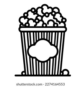 Popcorn line icon. Pop corn, bucket, box. Cinema concept.