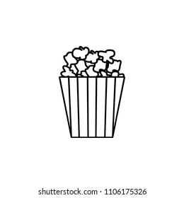 Popcorn line icon. Single high quality symbol of fast food for web design or mobile app. Thin line signs of popcorn for design logo, visit card, etc. Outline pictogram of popcorn. on white background