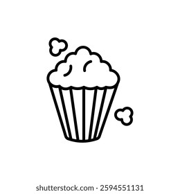 Popcorn line icon. Single high quality symbol of fast food for web design or mobile app. Thin line signs of popcorn for design logo, visit card, etc. Outline pictogram of popcorn.