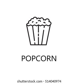 Popcorn line icon. Single high quality symbol of fast food for web design or mobile app. Thin line signs of popcorn for design logo, visit card, etc. Outline pictogram of popcorn. 